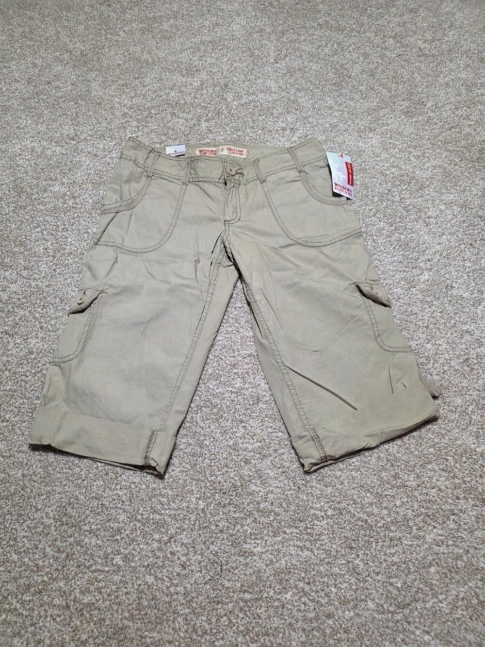 Mossimo Supply Co. Jr's Women's Tan Scrub Crop Lowest Rise Cropped Pants Size 7